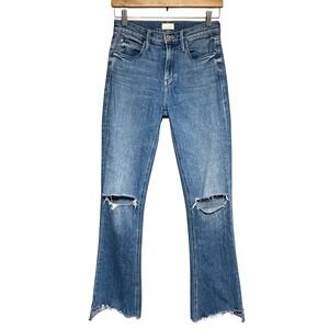 MOTHER The Runaway Step Fray Jeans‎ Womens 25 Spice It Up Distressed Blue Denim